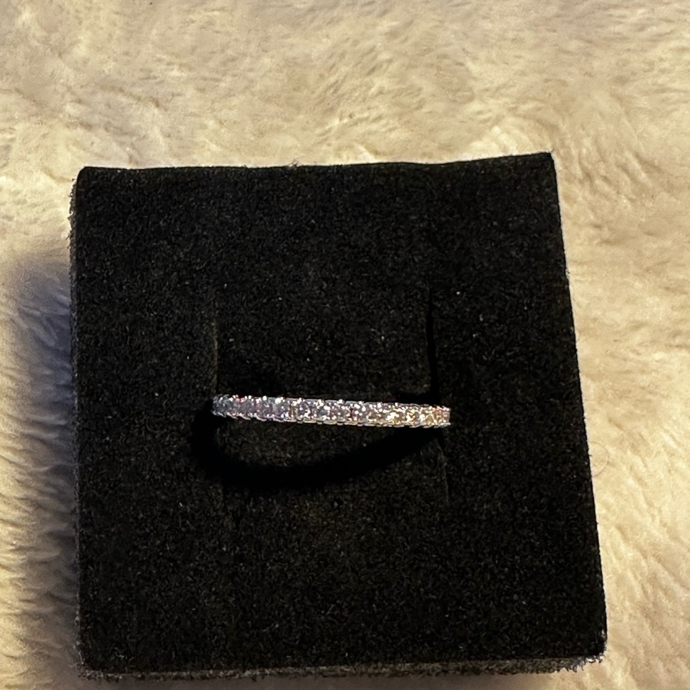 Moissanite Silver toned Eternity Women's Ring size 7